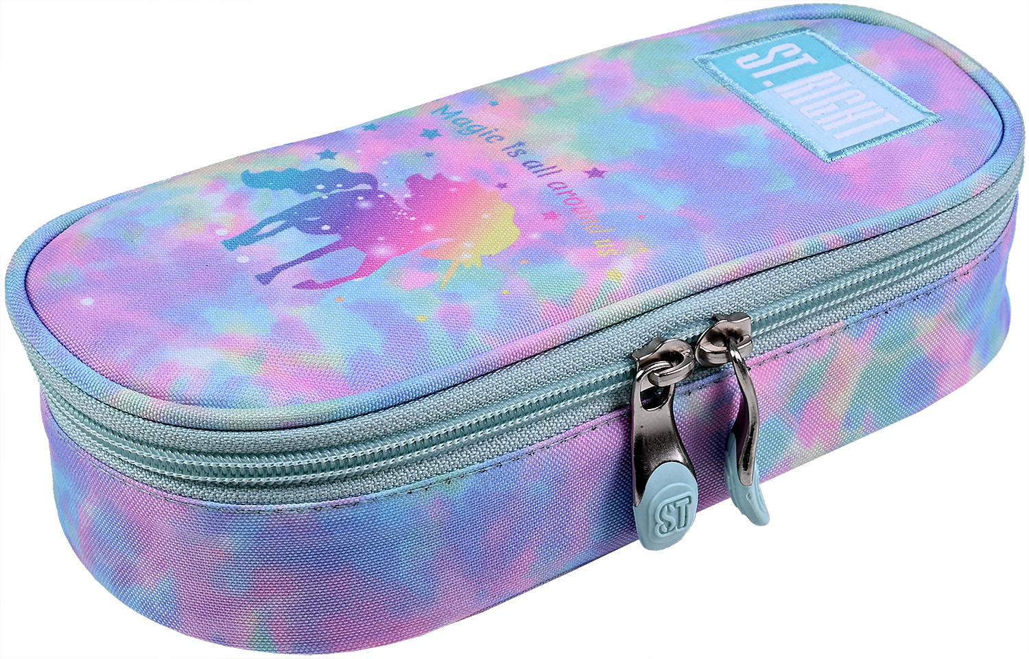 Penar oval pentru școală St. Right Magic Unicorn - Rainbow, с Cu 1 fermoar