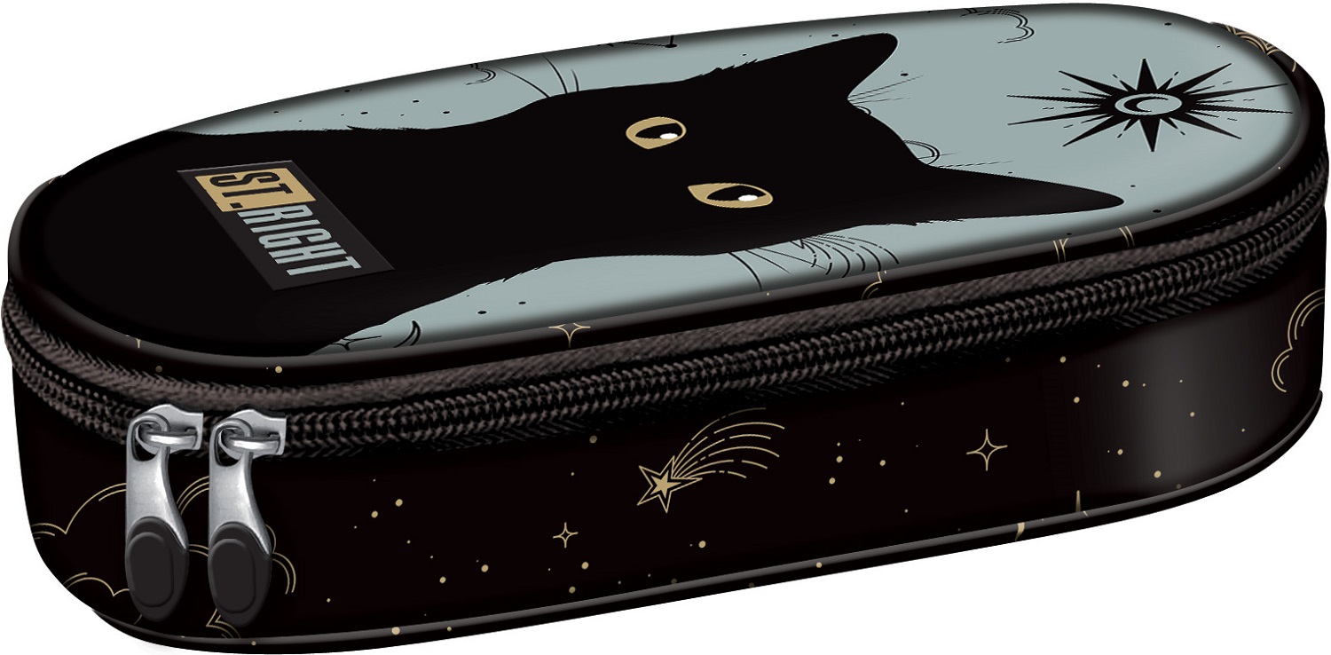 Penar oval pentru școală St. Right Night Cats -Cu 1 fermoar