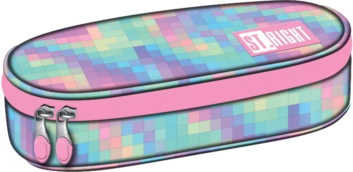 Penar oval pentru școală St. Right Pastel - Pixels, с Cu 1 fermoar