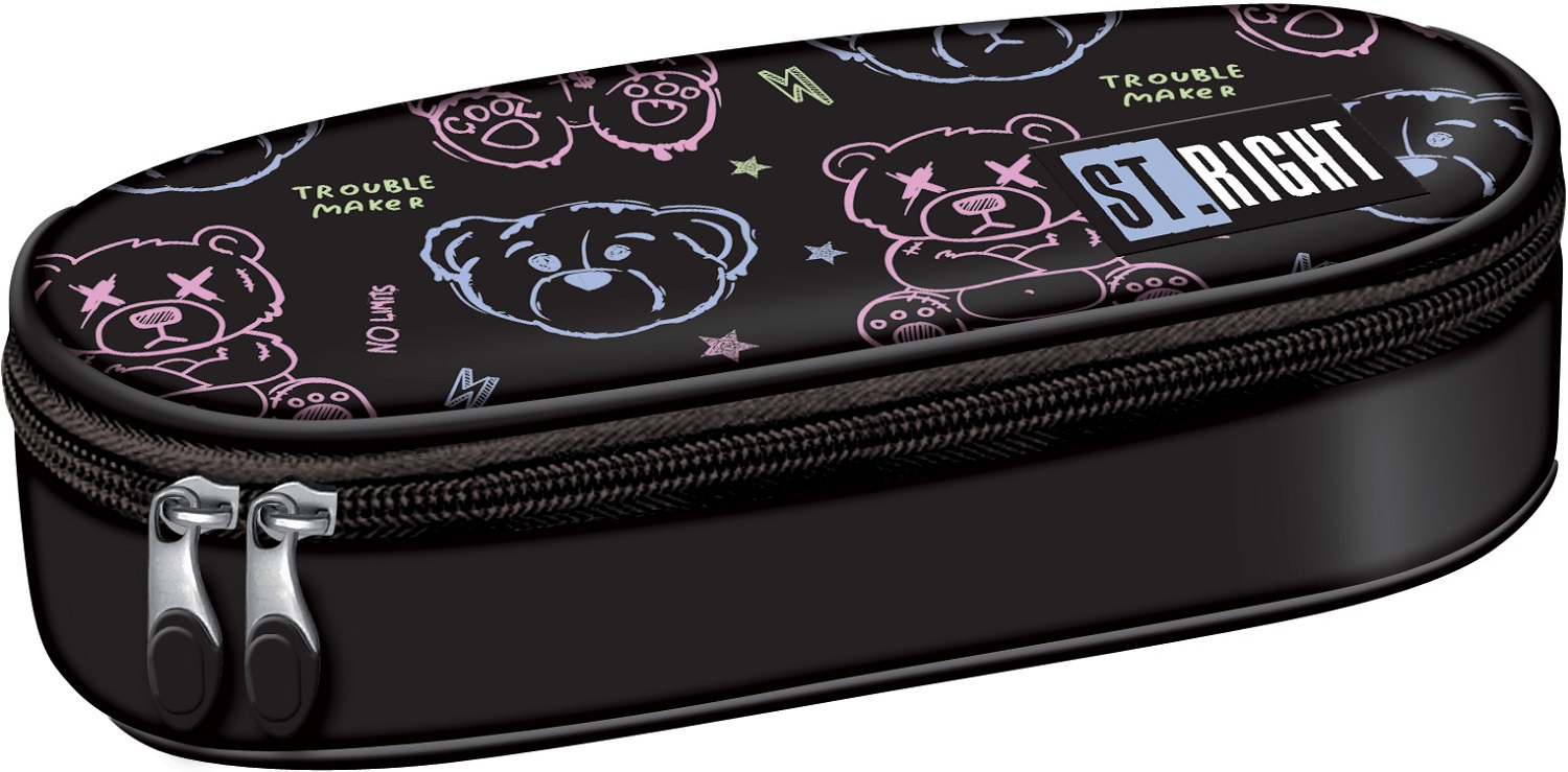 Penar oval pentru școală St. Right Trouble Maker Bear -Cu 1 fermoar