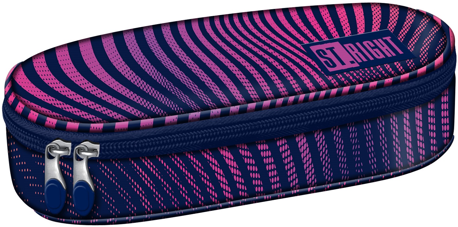 Penar oval pentru școală St. Right Violet Gradient Wave -Cu 1 fermoar
