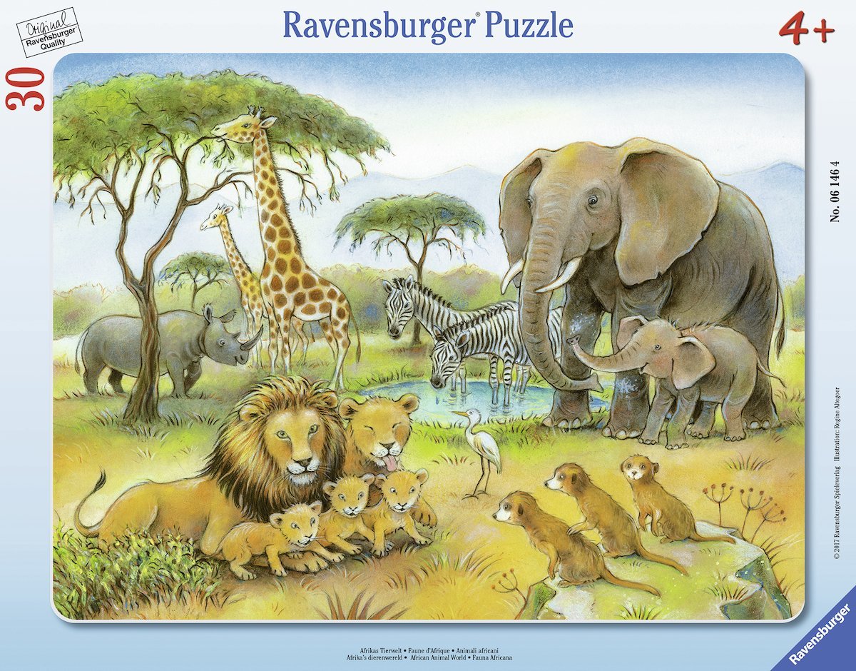 Puzzle Ravensburger din 30 de piese - Lumea animalor din Africa