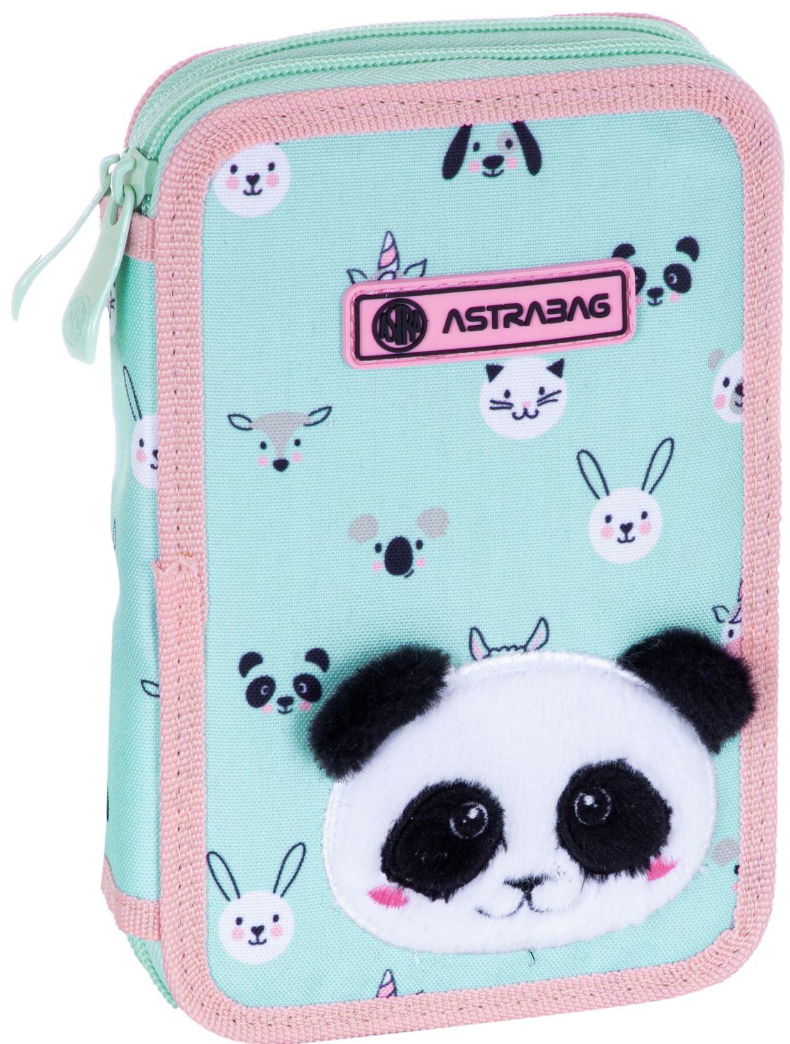 Penar școlar echipat Astra - Panda, cu 2 fermoare