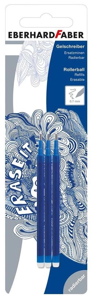 Rezervă pentru roller cu gel Eberhard Faber - Click it, ștergător, albastru, 3 buc