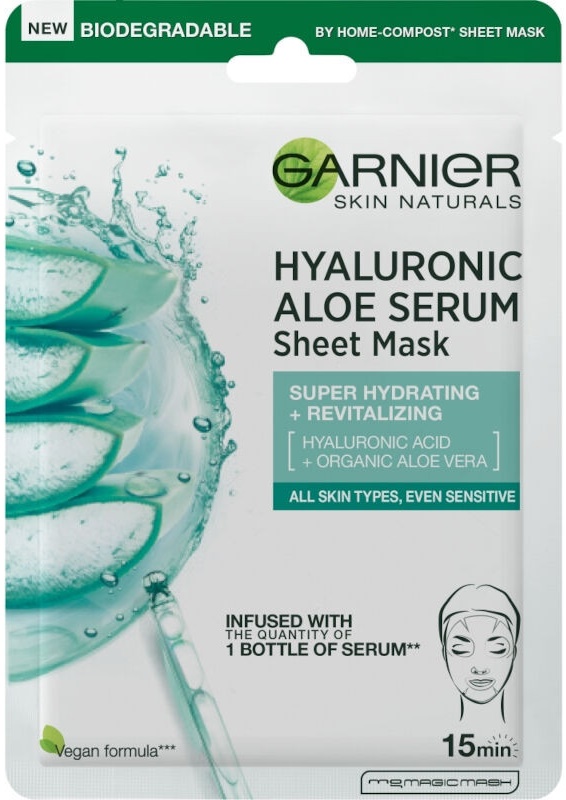Masca servetel cu aloe vera Hyaluronic Aloe, 28 g, Garnier - imagine 2