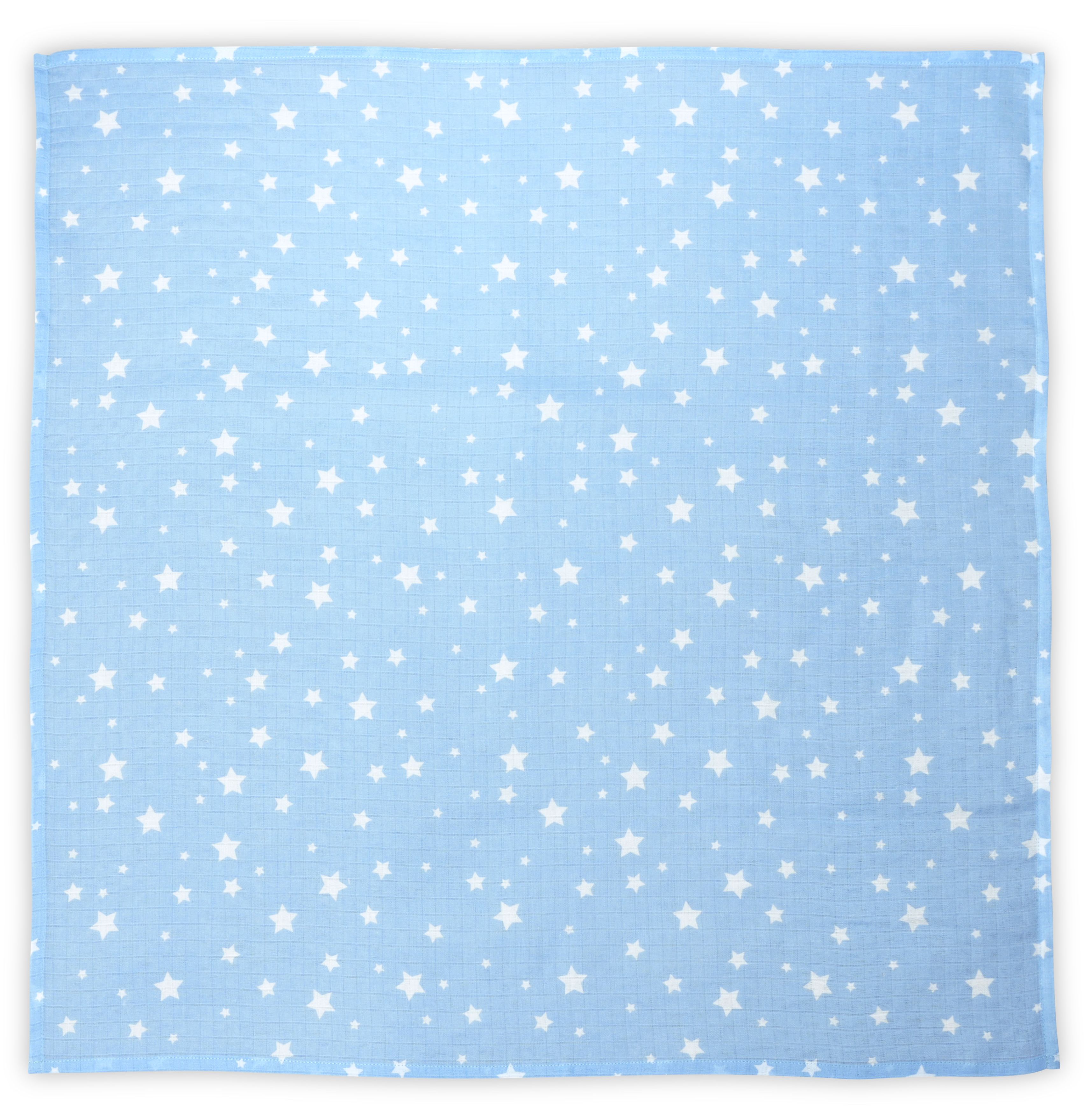 Scutec din bumbac Lorelli - 80 x 80 cm, cu stele albastre