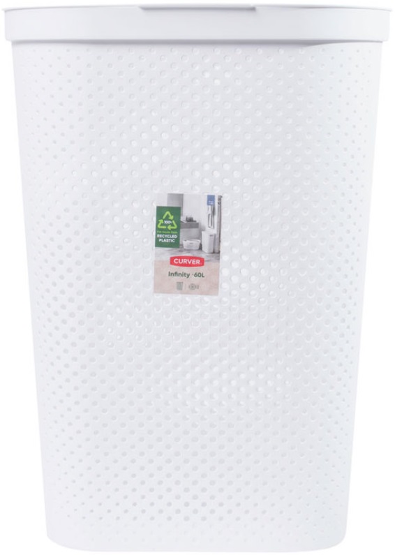 Curver - Coș cu capac Dots Infinity, 60 l, alb