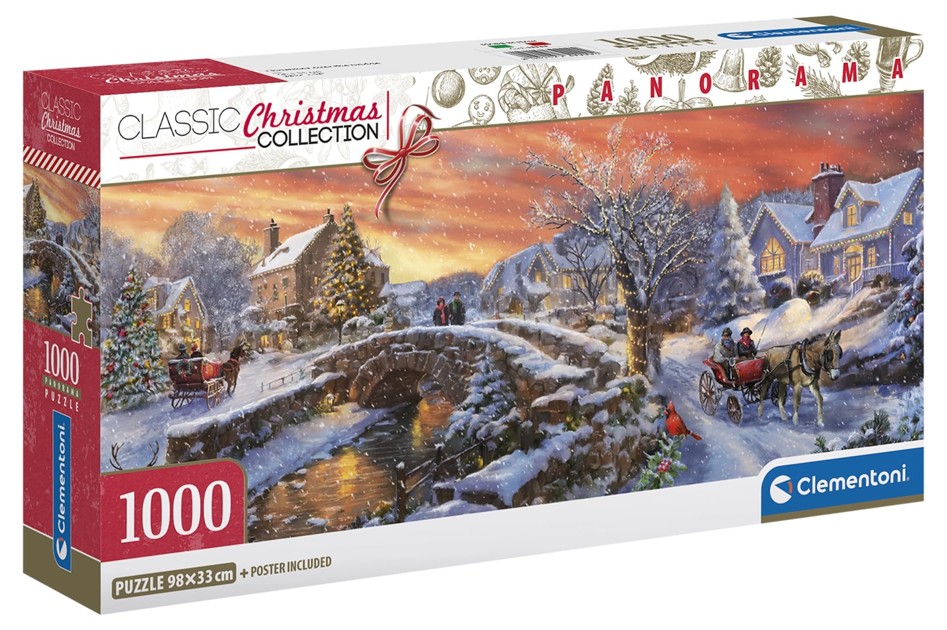 Puzzle panoramic Clementoni de 1000 piese - Crăciun peste pod
