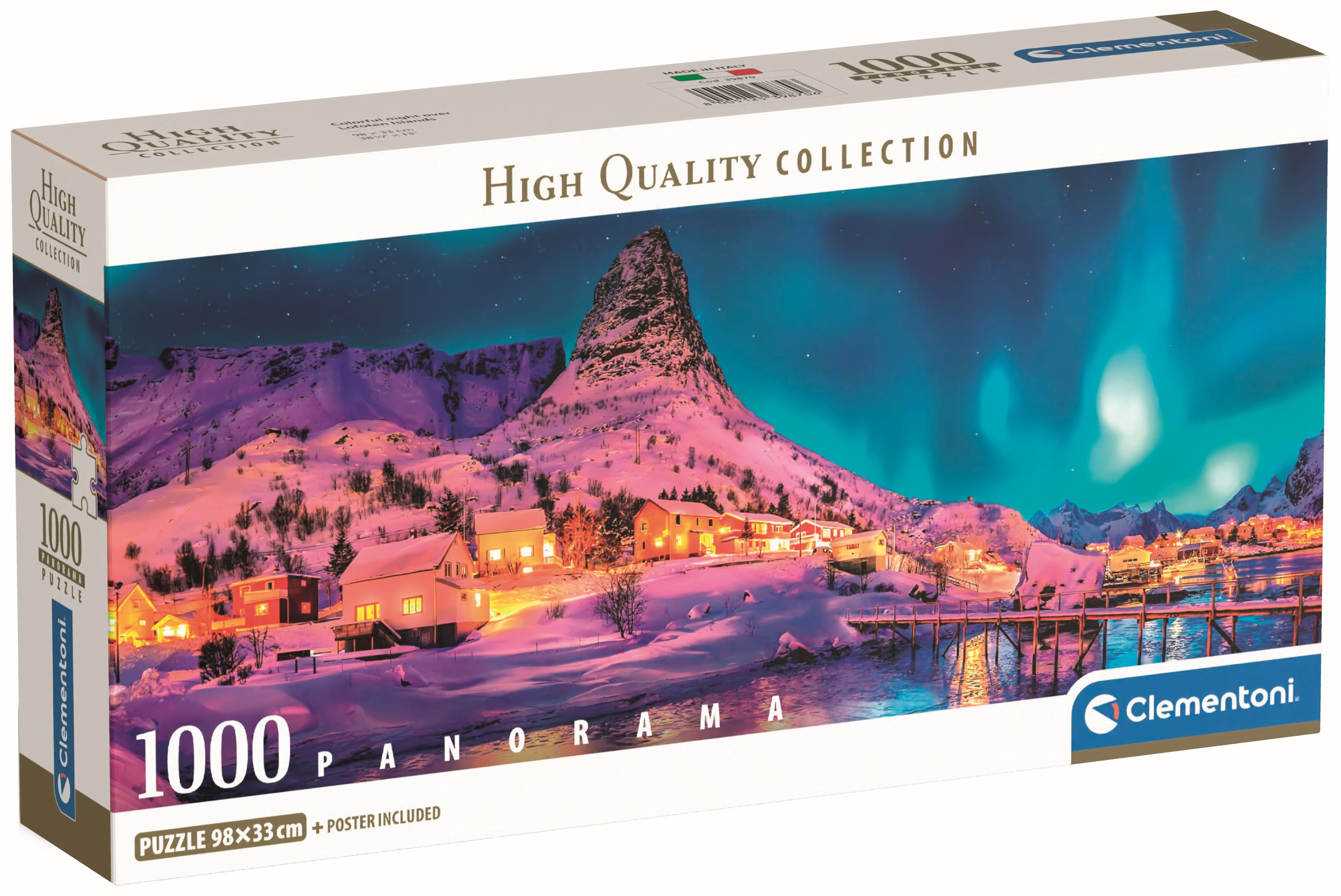 Puzzle panoramic Clementoni din 1000 piese - Panorama nocturnă a insulelor Lofoten