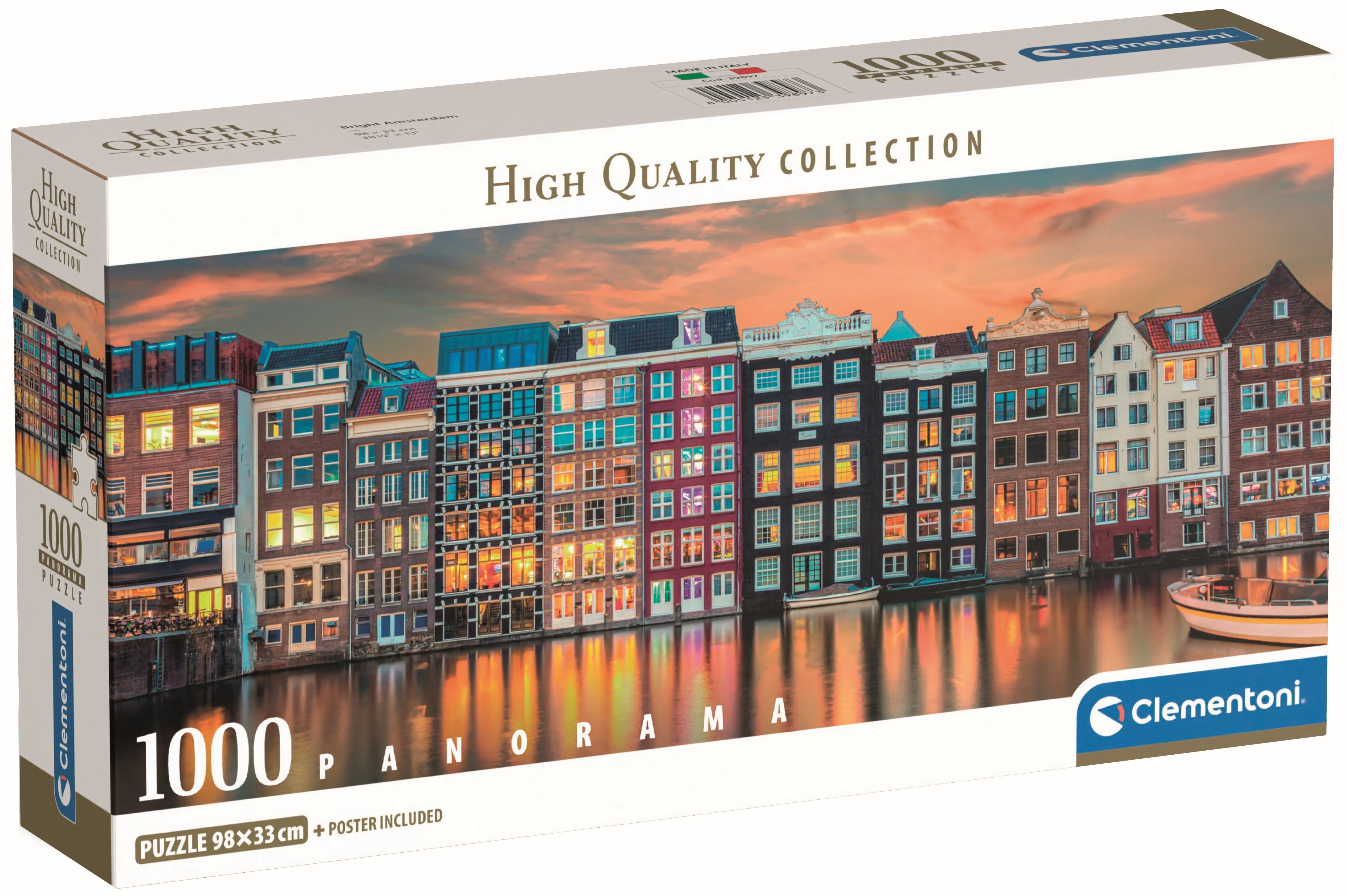 Puzzle panoramic Clementoni din 1000 piese - Amsterdam strălucitor