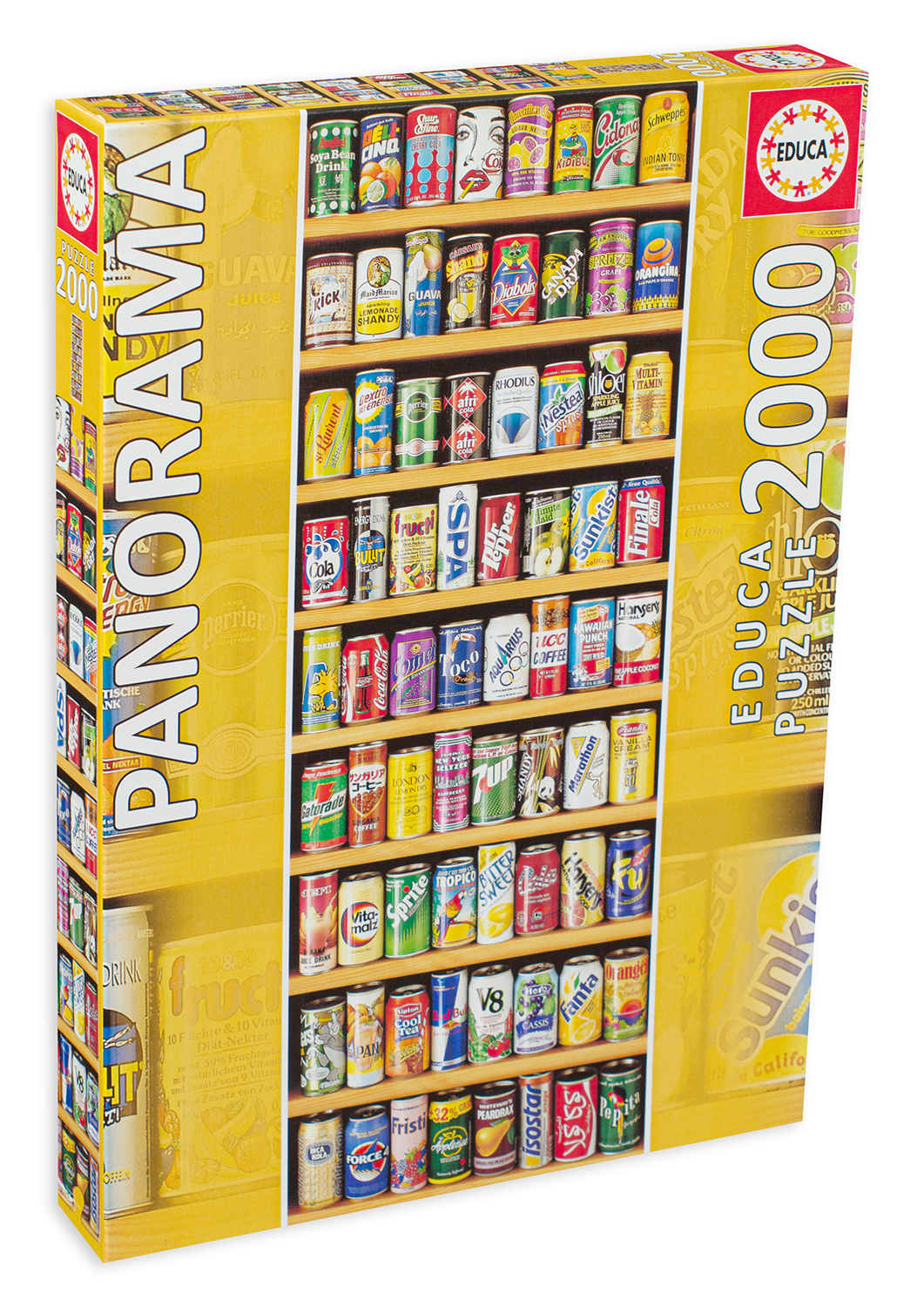 Puzzle panoramic Educa din 2000 de piese - Rafturi cu doze