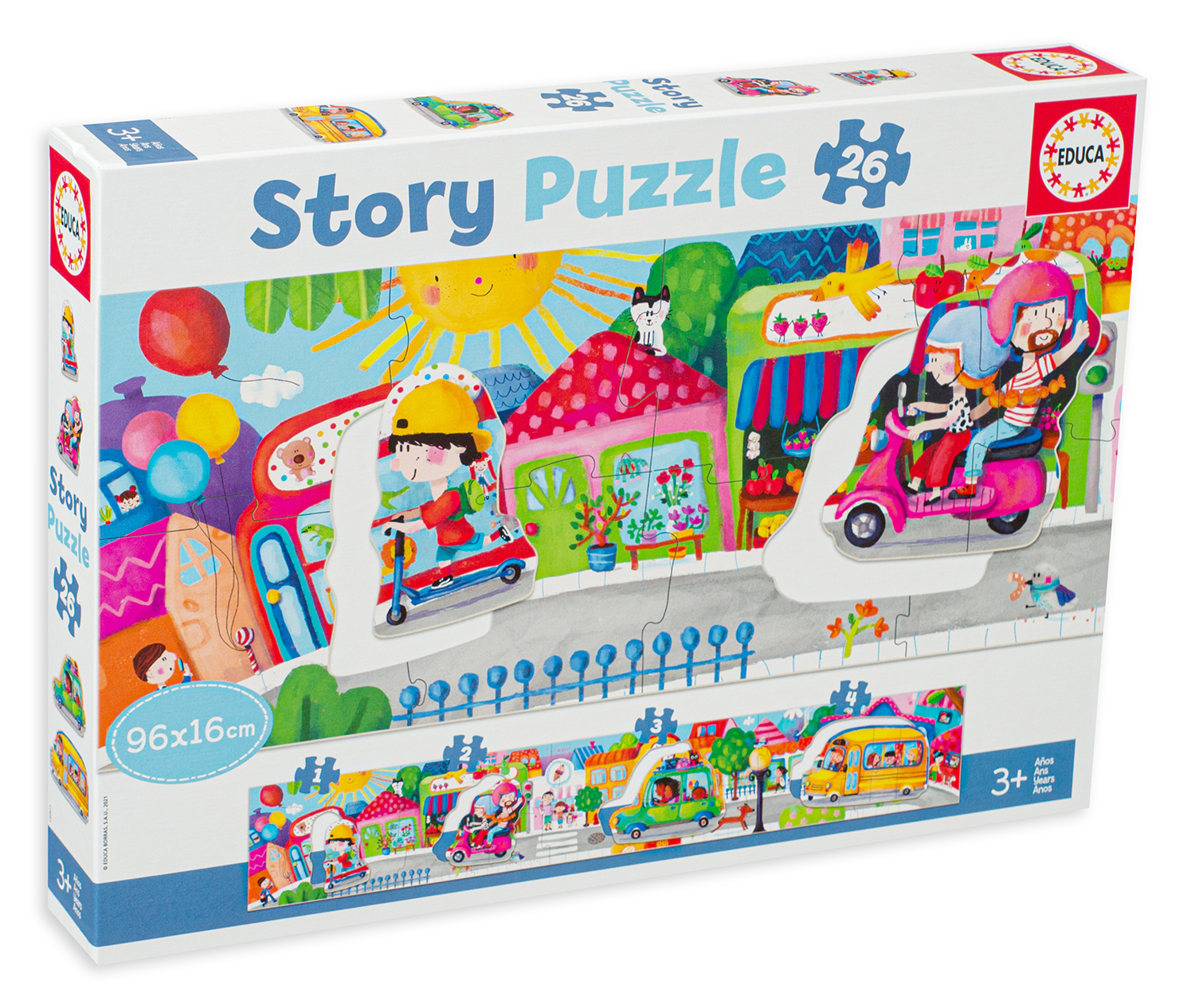 Puzzle panoramic Educa din 26 de piese - Vehicule în oraș