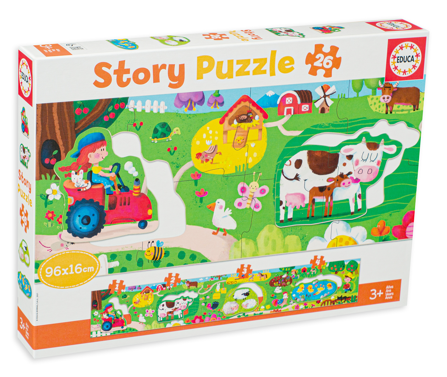 Puzzle panoramic Educa din 26 de piese - Animalele de la fermă