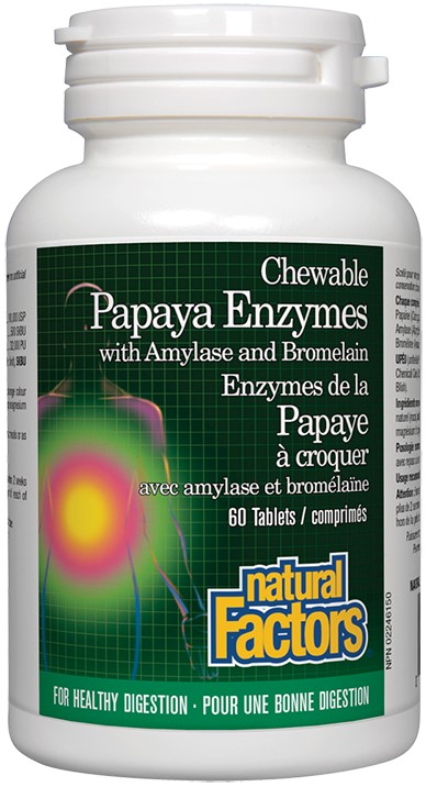 Papaya Enzymes with Amylase and Bromelain, 60 tablete, Natural Factors