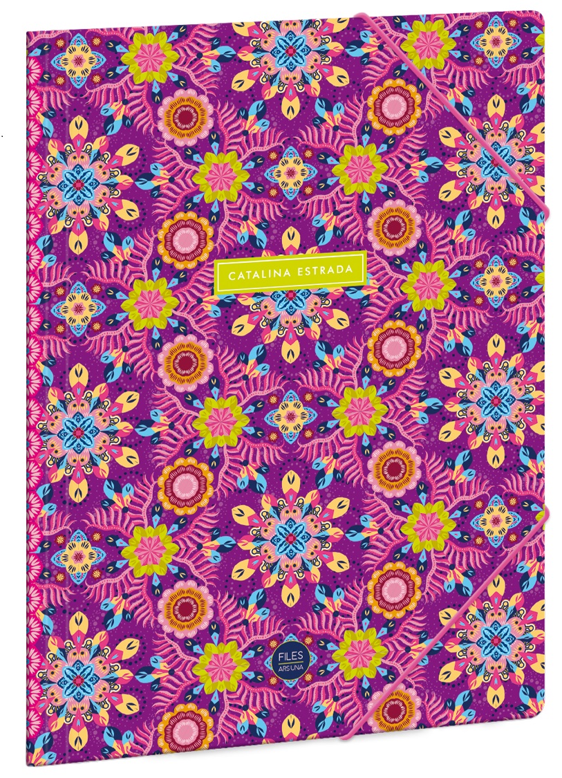 Dosar cu bandă elastică Ars Una Catalina Estrada - Pink flowers, A4