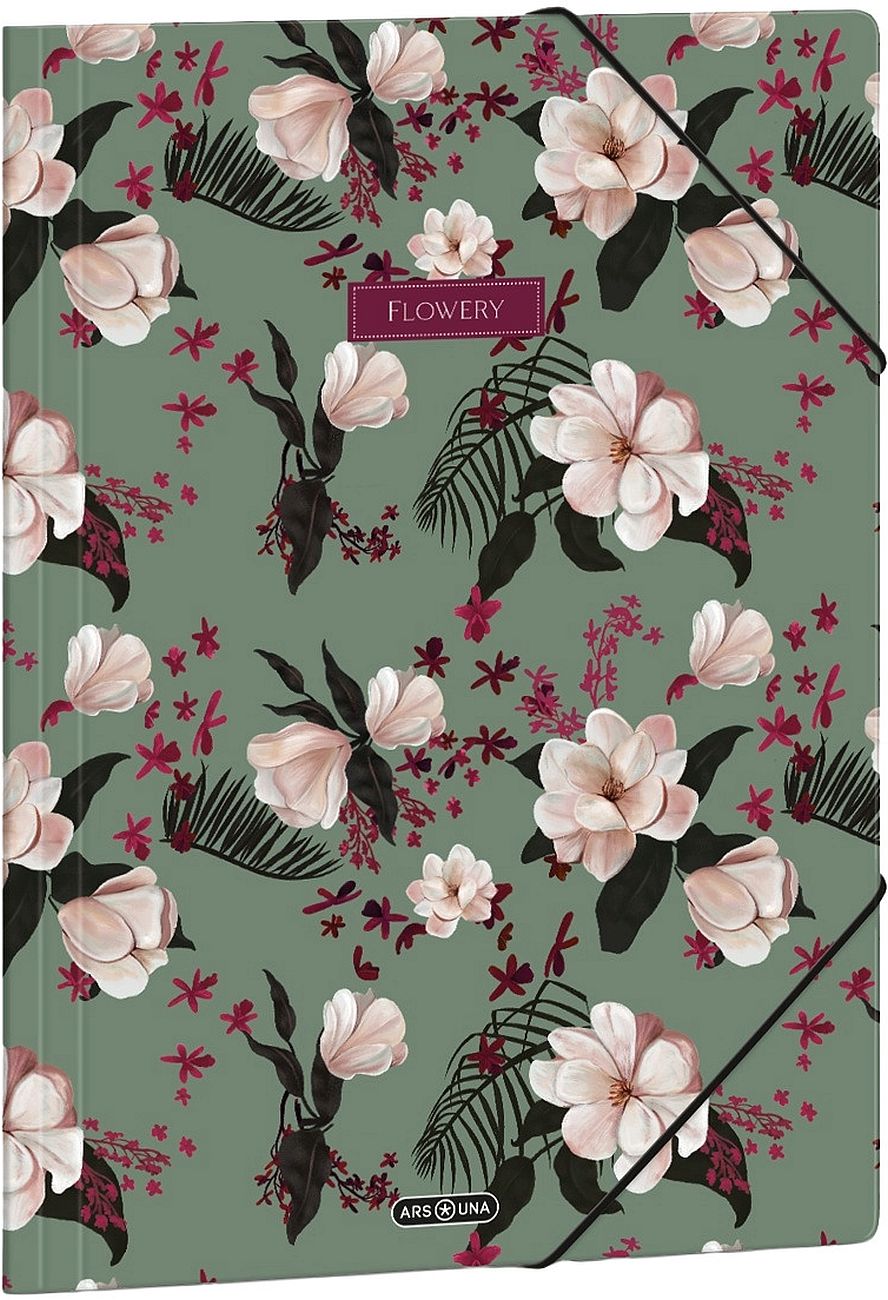 Mapă cu elastic Ars Una Flowery Green - A4