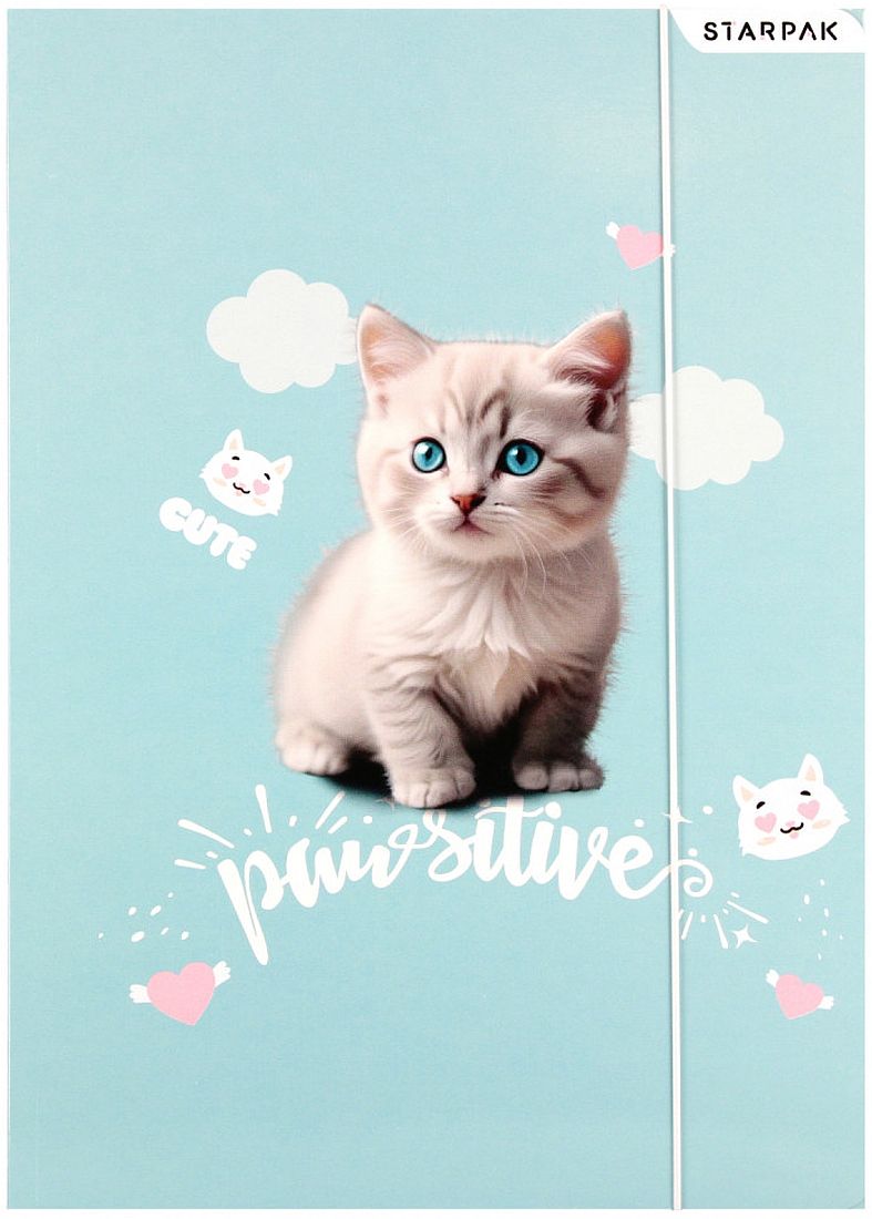 Dosar cu bandă elastică Starpak Kitty - Plush, A4, sortiment