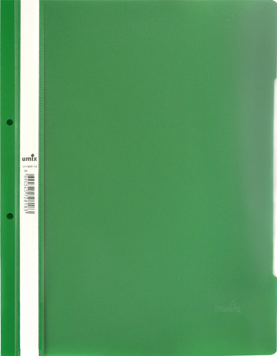 Mapă cu mecanism și perforație Umix - Premium, A4, verde