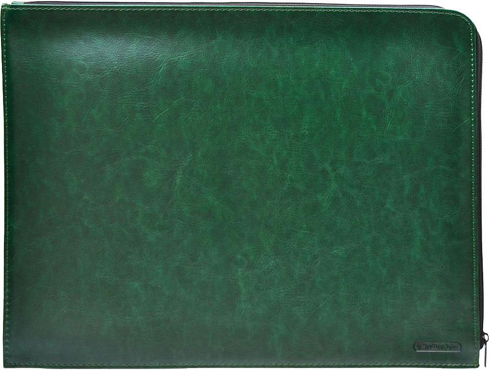 Dosar cu fermoar OfBox Dynamic - A4, piele, verde