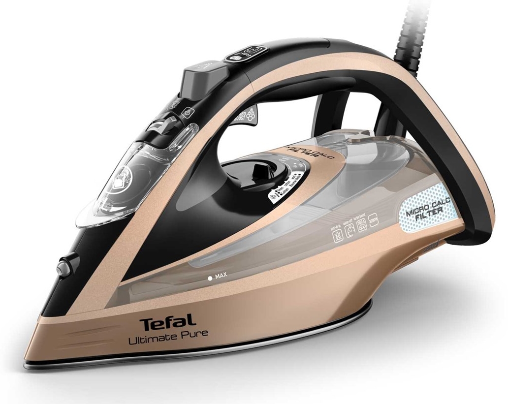 Fier de călcat cu abur Tefal - Ultimate Pure, 3200W, Black/Rose Gold