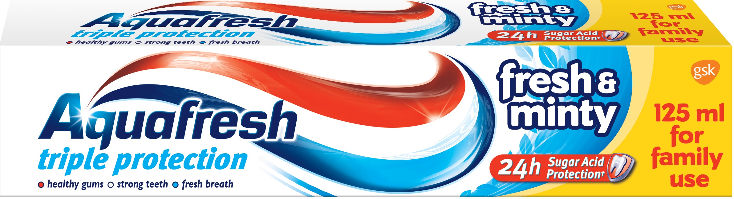 Aquafresh Triple Protection Pastă de dinţi Fresh & Minty, albastru, 125 ml