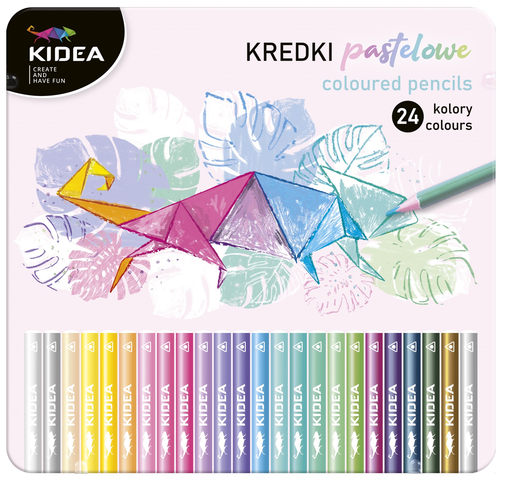 Creioane pastel Kidea in cutie metalica - 24 culori