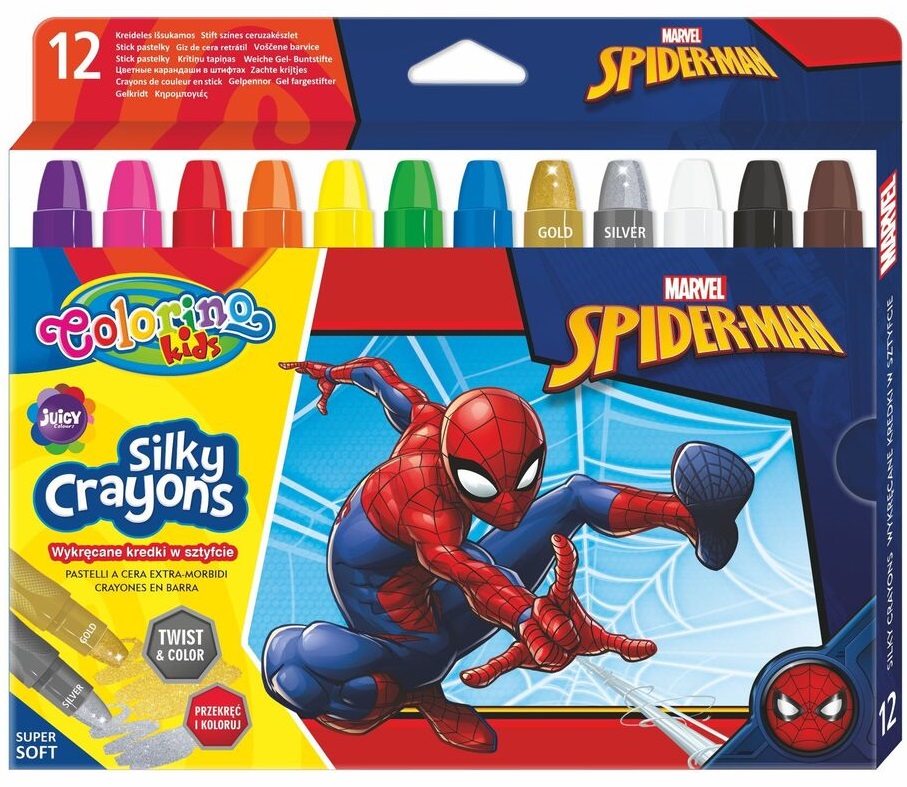 Pasteluri Colorino - Marvel Spider-Man Silky, 12 culori