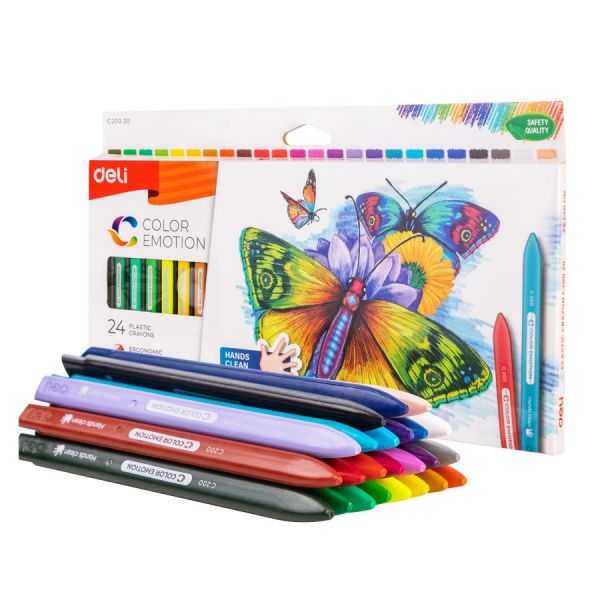 Creioane colorate din plastic  Deli Color Emotion - EC20020, 24 culori