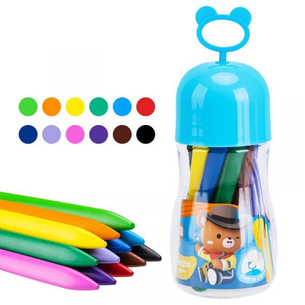Creioane colorate din plastic Deli Color Kids - EC222-12, 12 culori