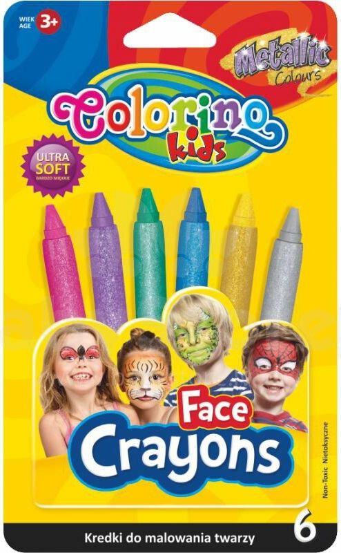 Pasteluri pentru față Colorino Kids - 6 culori, metalic