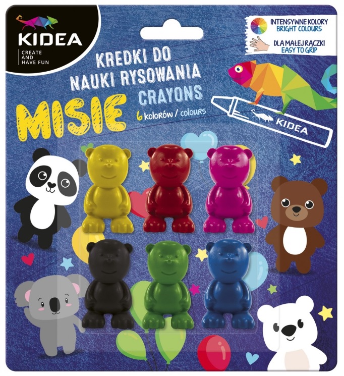 Creioane pentru copii mici Kidea - 6 culori, animale
