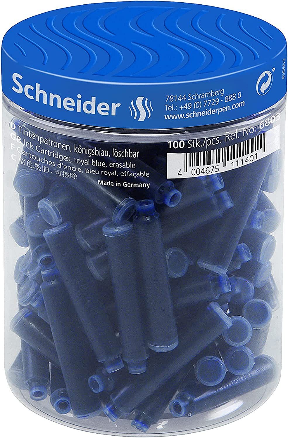 Penițe de stilou Schneider - 100 buc, albastru