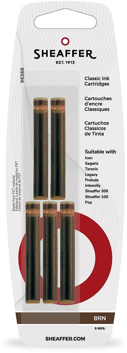 Cartușe pentru stilouri  Sheaffer - Maro, 5 bucăți
