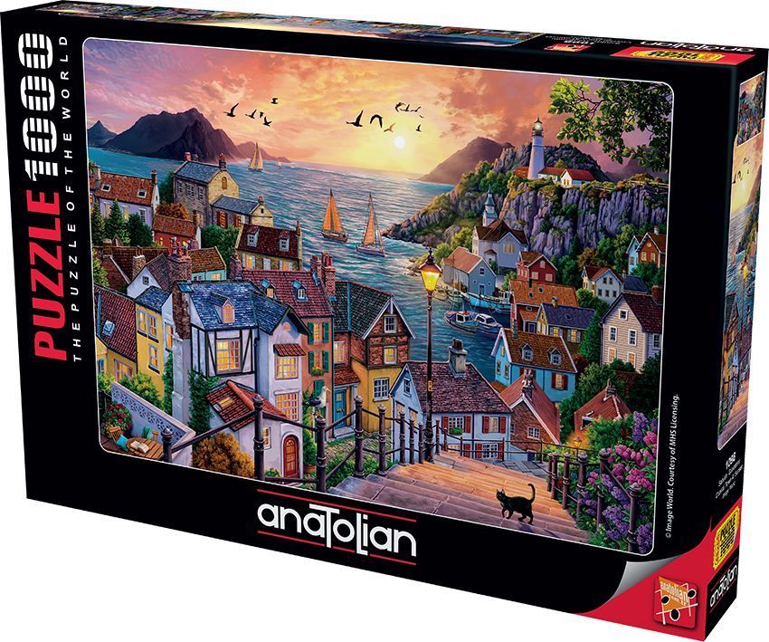 Puzzle Anatolian din 1000 de piese - Oras de coasta la apus