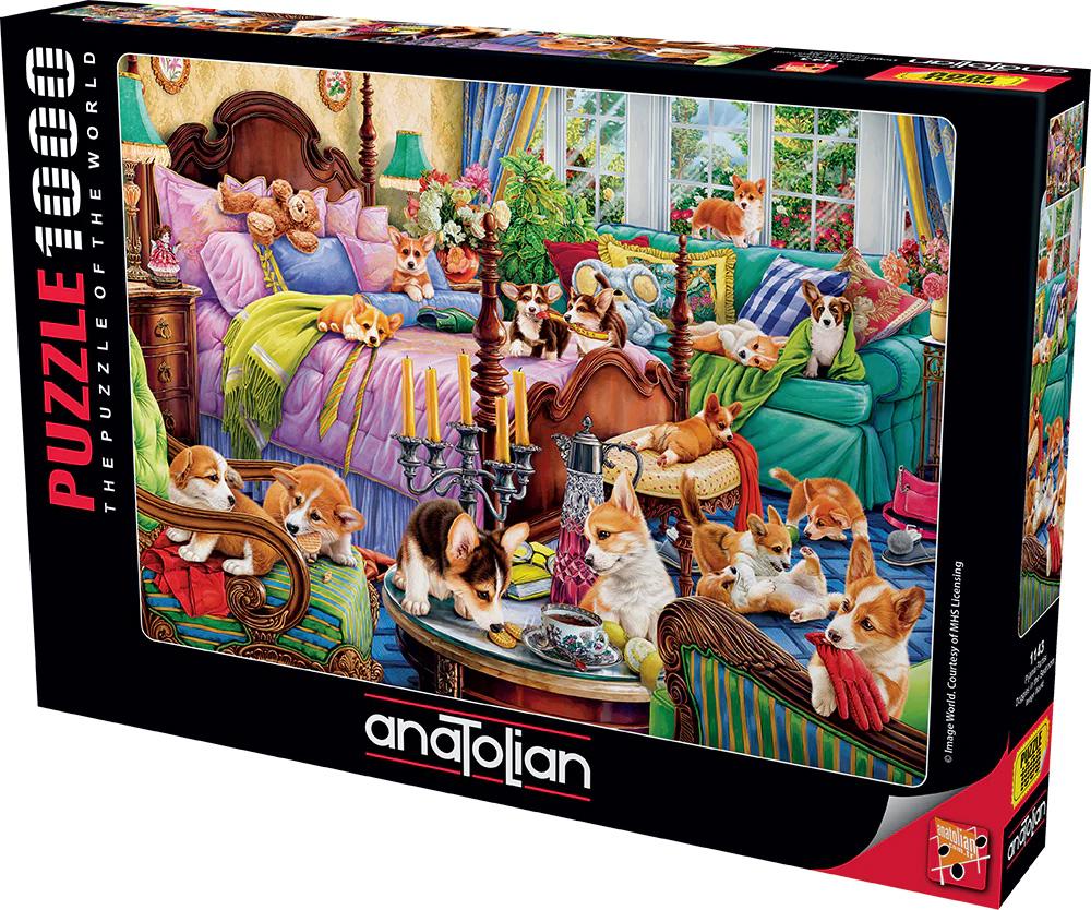 Puzzle Anatolian din 1000 piese - Căței în dormitor