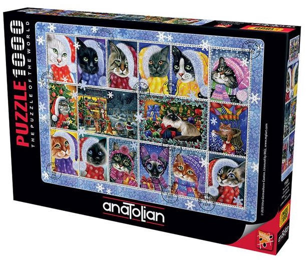 Puzzle Anatolian din 1000 de piese - Pisici de Anul Nou