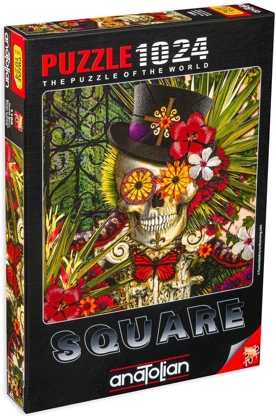 Puzzle Anatolian din 1024 de piese - Craniu cu flori