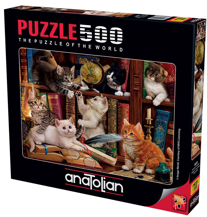 Puzzle Anatolian din 500 de piese - Pisici in biblioteca