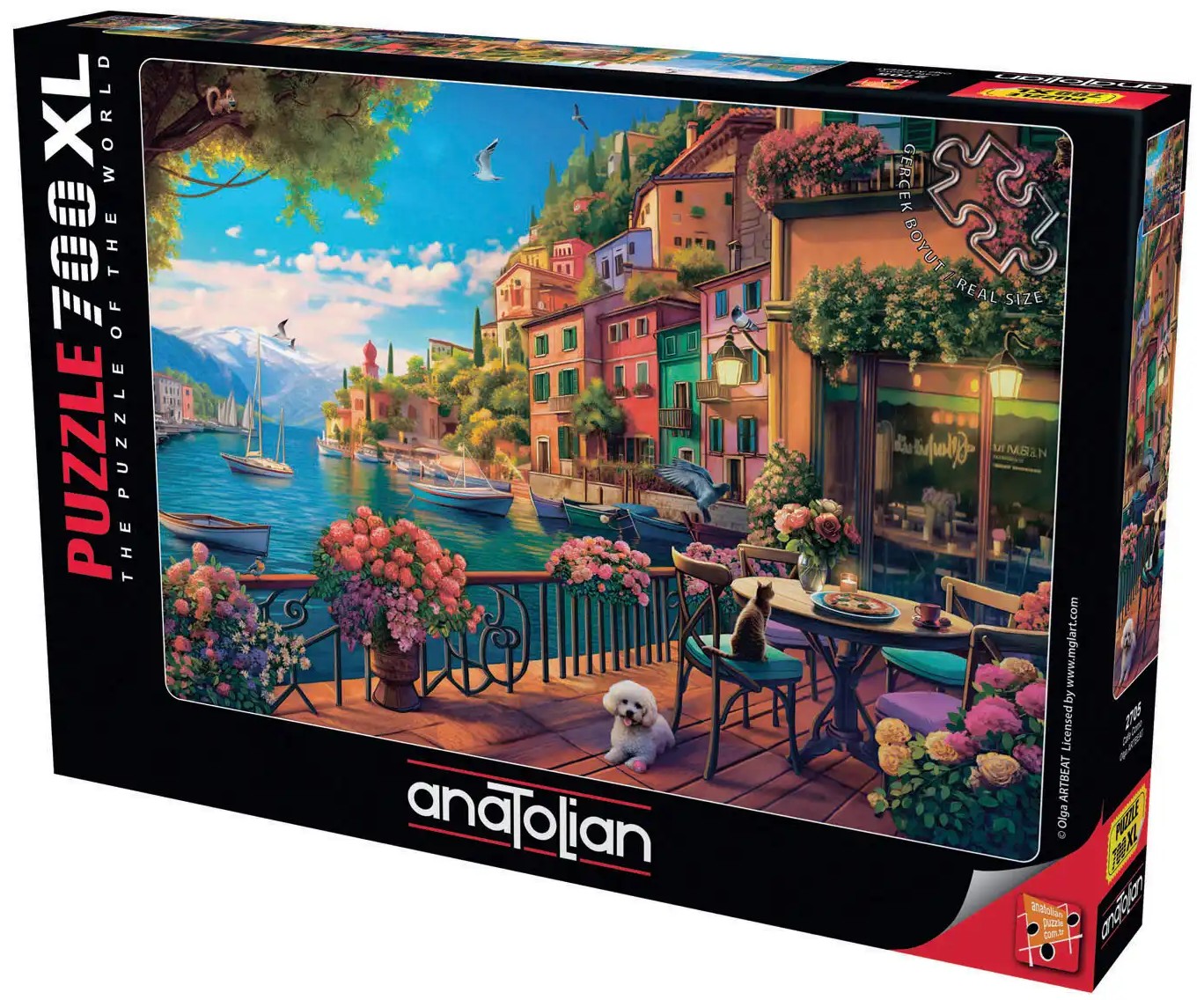 Puzzle Anatolian din 700 XL piese - Cafenea lângă Lacul Como