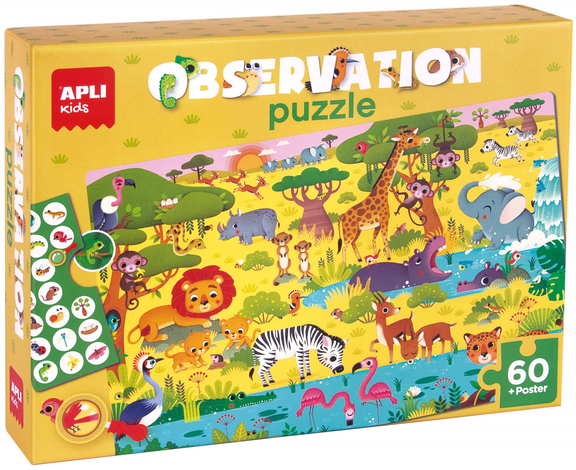 Joc puzzle-asociativ Apli - Savannah, 60 de piese, cu poster