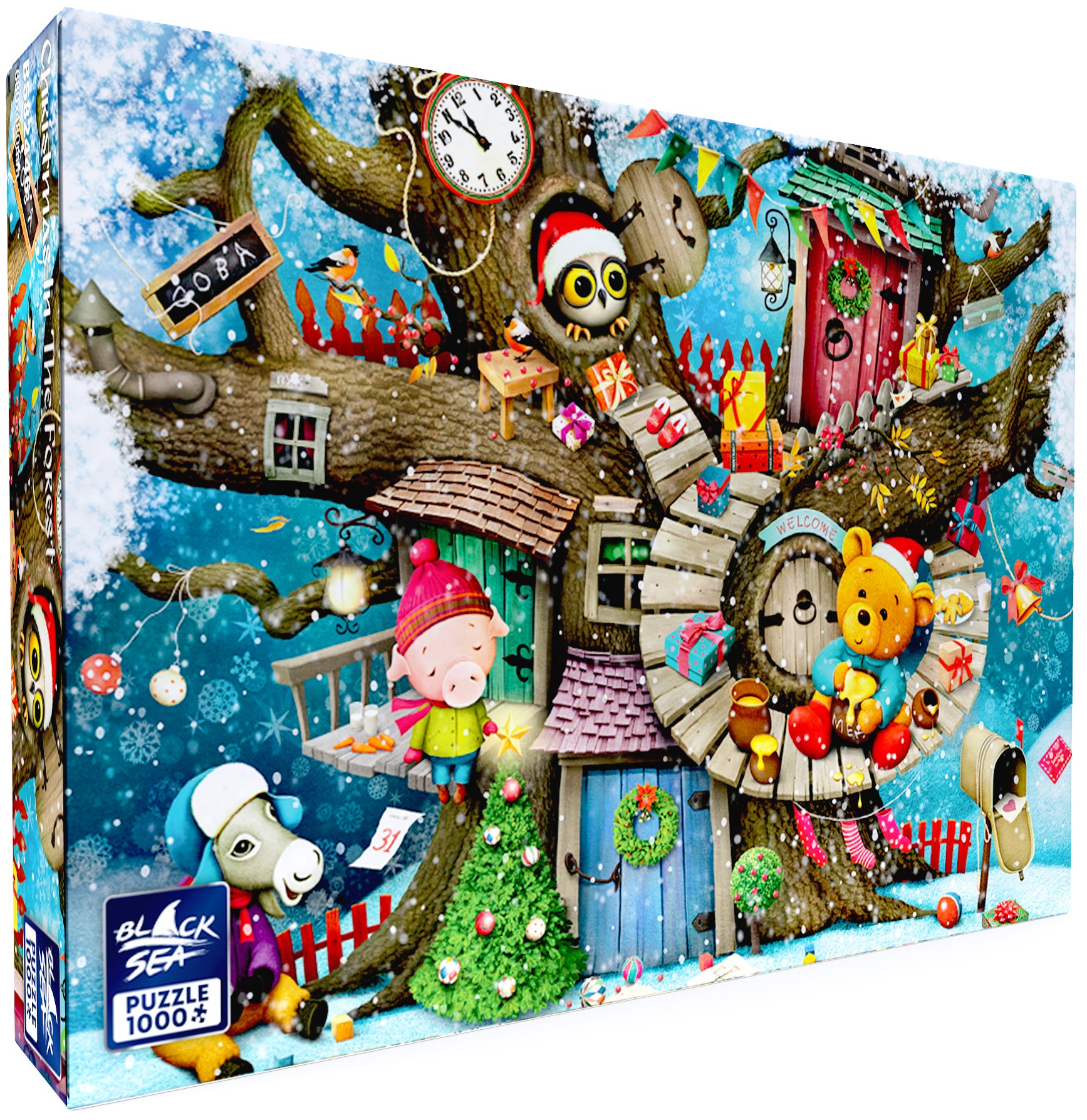 Puzzle  Black Sea din  1000 piese - Crăciunul locuitorilor pădurii