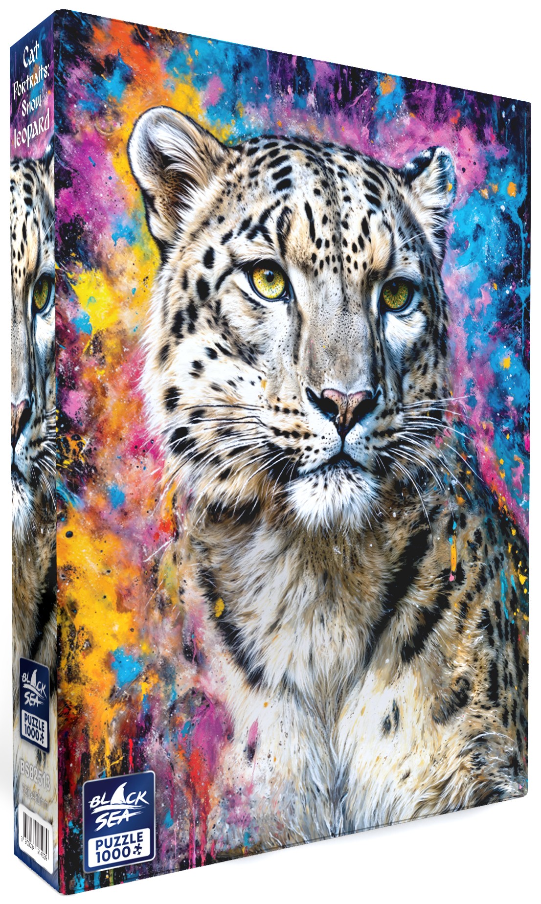 Puzzle Black Sea din 1000 piese - Portrete de pisici: leopard de zăpadă