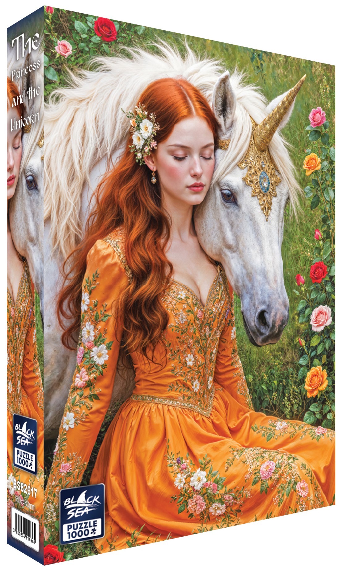 Puzzle Black Sea din 1000 piese - Prințesa și unicornul