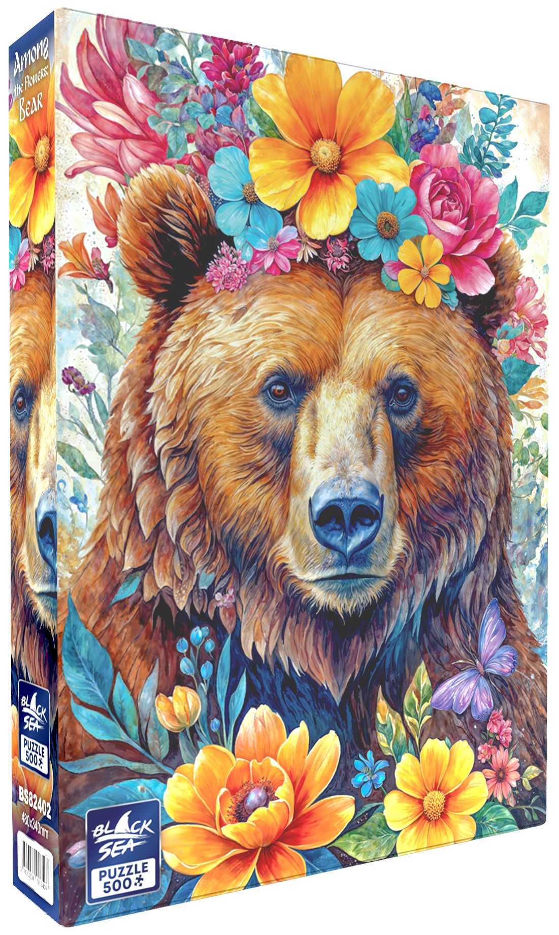 Puzzle Black Sea din 500 de piese - Printre flori: ursul