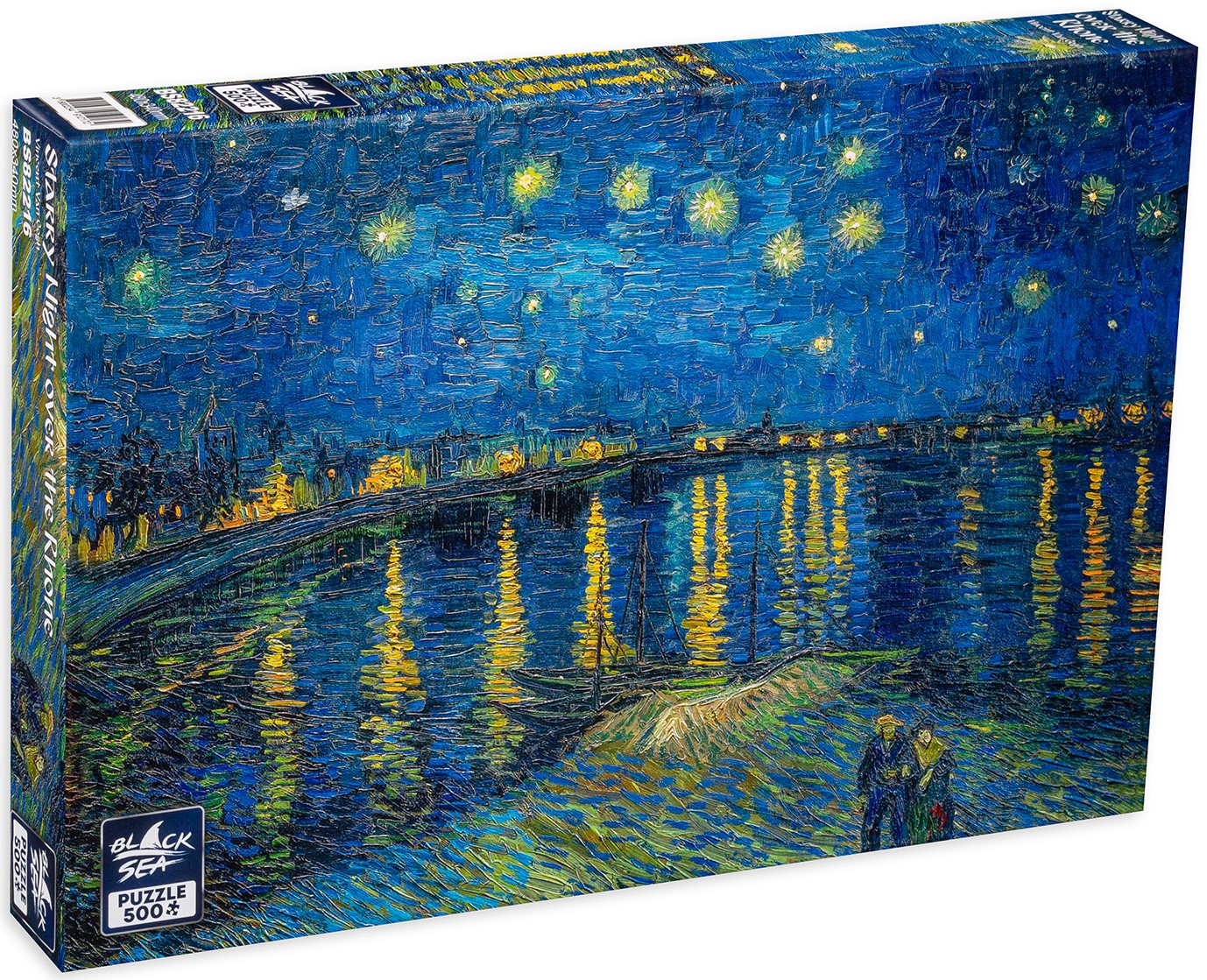 Puzzle Black Sea din 500 de piese - Noapte Instelata peste Ron, Vincent van Gogh