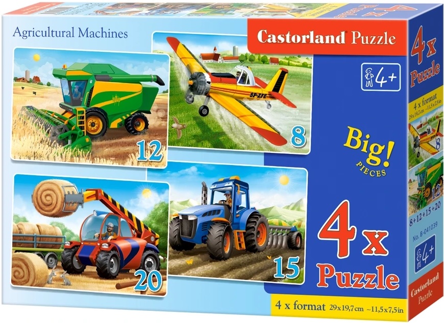 Puzzle Castorland 4 în 1 - Mașini agricole