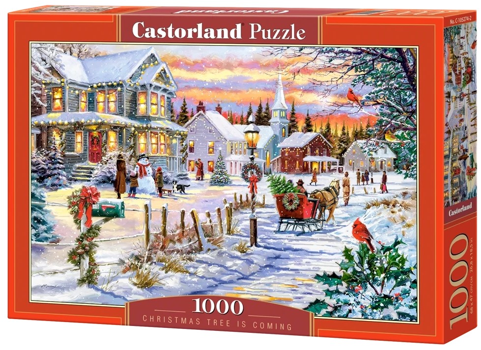 Puzzle Castorland din 1000 piese - Vine bradul de Crăciun