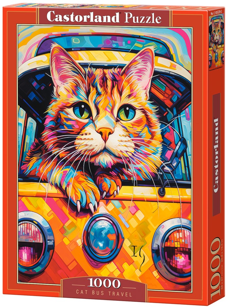 Puzzle Castorland din 1000 piese - Excursie cu autobuzul pentru pisici