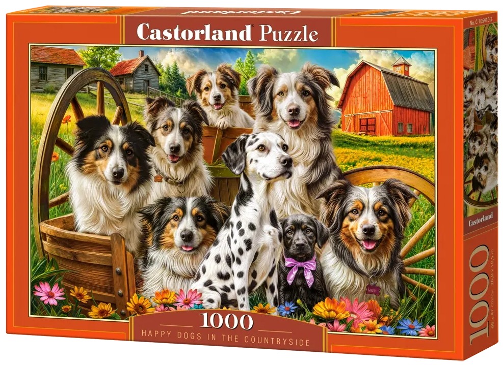Puzzle Castorland din 1000 piese - Câini fericiți în sat