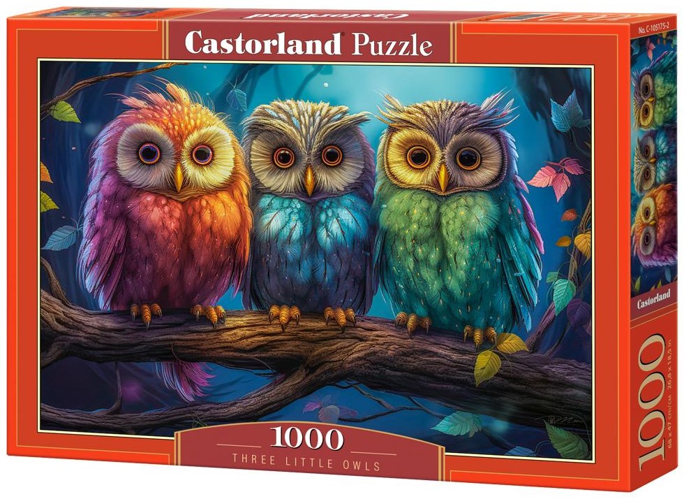 Puzzle Castorland din 1000 piese - Trei bufnițe mici